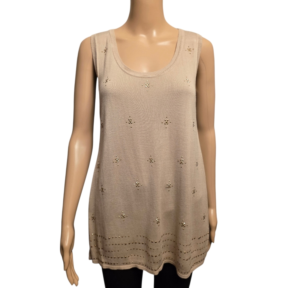 Women's Beige Sleeveless Sweater Size M